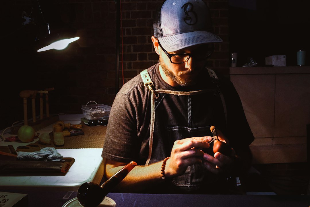 Portrait of a young Danish craftsman in his workshop