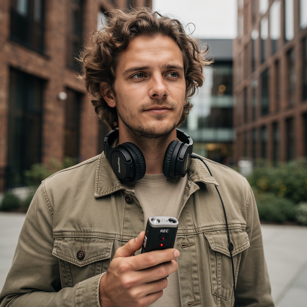 Young Danish male audio and video interviewer